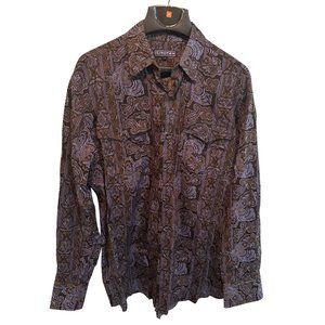 Mens Roper western paisley pattern pearl snap shirt